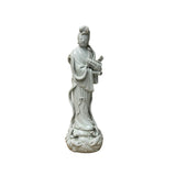 Vintage Off White Porcelain Standing Bodhisattva GuanYin Music Vessel Statue GB860S