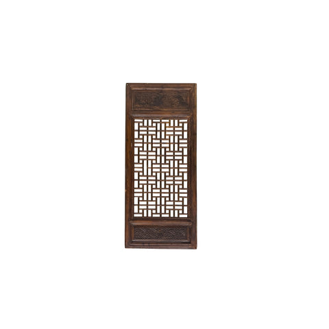 Vintage Aged Brown Geometric Lattice Rectangular Wood Wall Panel GB864S