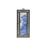 Oriental Blue White Tree Mountain Scenery Porcelain Framed Wall Panel Art GB865S