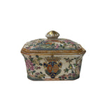 Vintage Famille Rose Enamel Flower Bird Rectangular Porcelain Box GB877S