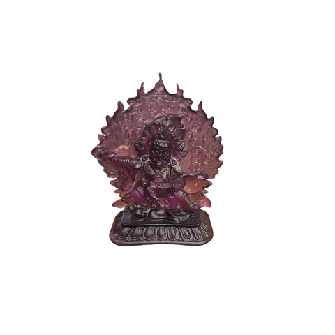 4" Amethyst Purple Crystal Glass Tibetan Guardian Deity Figure GB884S