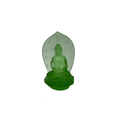 Crystal Glass Mint Green Mandala Gautama Amitabha Shakyamuni Statue GB892S