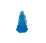 Blue Frosted Crystal Glass Lotus Base 3 Sides Bodhisattva Sanbao Figure GB895S
