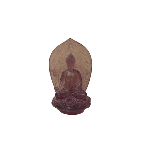 Crystal Glass Amethyst Purple Gautama Amitabha Shakyamuni Statue GB896S