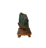 Vintage Naturalistic Scholars Rock Sculpture Dark Green Stone Cicada Accent GB898S