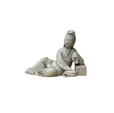 Chinese Vintage Finish Off White Porcelain Reclining Kwan Yin , Bodhisattva Statue GB899S