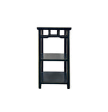 Oriental Black Lacquer Rectangular Wood Plant Stand Pedestal Table GB901S