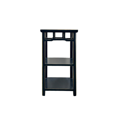 Oriental Black Lacquer Rectangular Wood Plant Stand Pedestal Table GB901S
