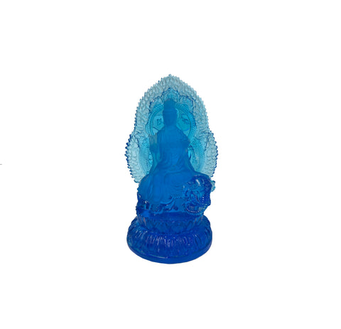 5.25" Crystal Blue Bodhisattva Samantabhadra on Elephant Figure GB902S