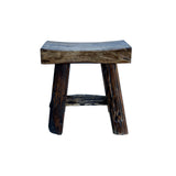 Rustic Raw Rough Wood Grain Rectangle Slim Stool Bench Side Table JK328S #9