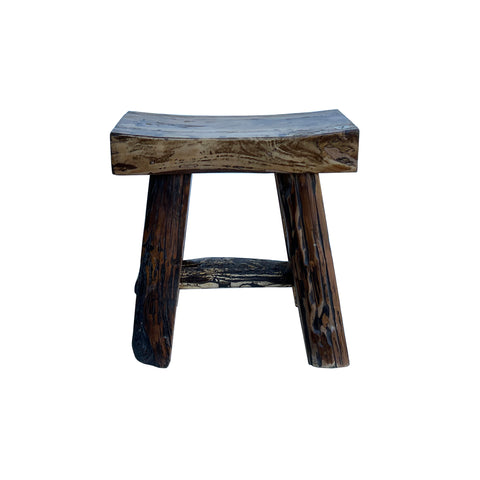 Rustic Raw Rough Wood Grain Rectangle Slim Stool Bench Side Table JK328S #9