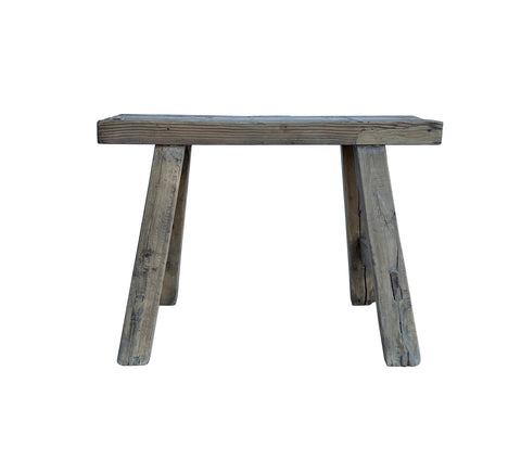 Rustic Raw Rough Wood Grain Rectangle Slim Stool Bench Side Table JK331S #13
