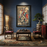 Large Chinese Canvas Art of Part of Sixteen Arhats with Guards Theme cs7163S