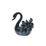 navy blue swan figure - artistic blue ceramic swan figure