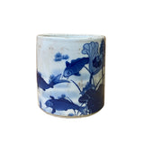 Porcelain Blue Fishes Graphic Holder Vase