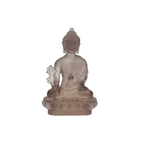 5" Mauve Crystal Glass Cross Leg Medicine Amitabha Shakyamuni Buddha ws3672S