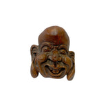 Natural Bamboo Carved Happy Man Face Display