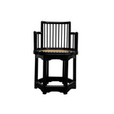 Pair Chinese Black Hexagonal Rattan Seat Elm Wood Armchairs cs7668S