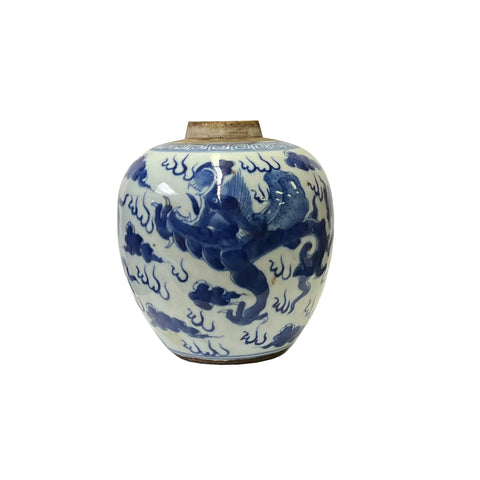 a blue-white- porcelain - dragon -ginger-jar