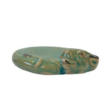 celadon turquoise ox cow figure - ox flat shape clay coaster art