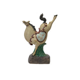 asian aritistc horse figures - orientla clay tan color horse figure - back legs up horse figure