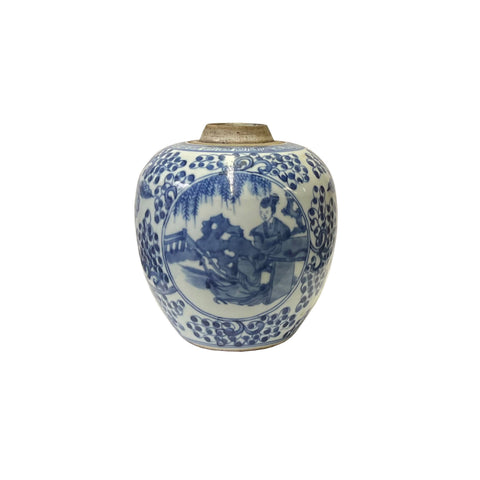 a chinese-blue-white-dots-people-ginger- jar