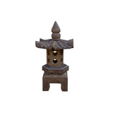 Chinese Gray Brown Hexagon Pagoda Top Stone Lamp Garden Lantern cs7376S