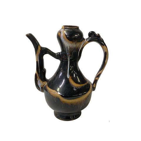song ware black brown glaze vase - pottery vase jar display art