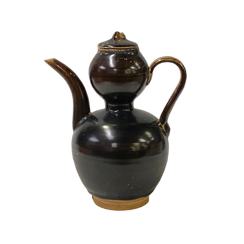 chinese oriental brown glaze ceramic jar - asian pottery vase jar