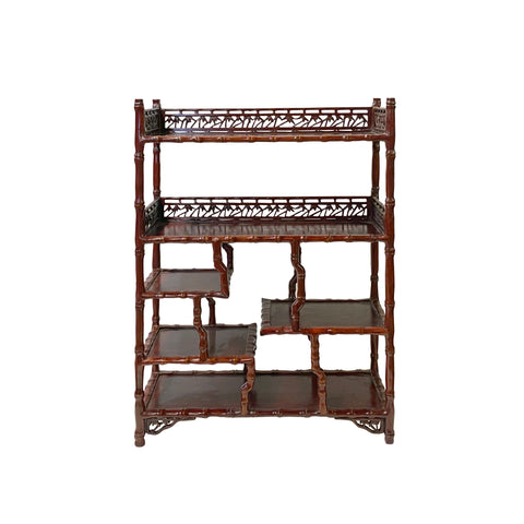 Brown Mahogany Rectangular Small Curio Display Stand