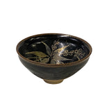 ceramic pottery bowl - black copper graphic pottery cup - oriental ceramic pottery container