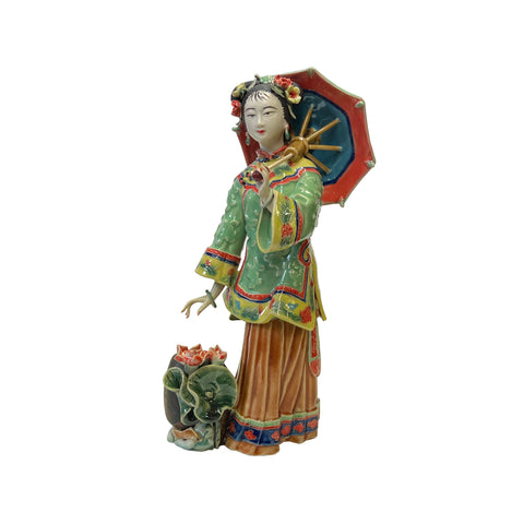 chinese porcelain lady figure - oriental qing dressing porcelain lady