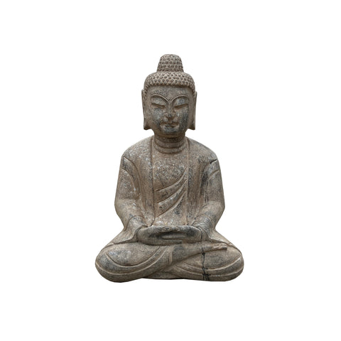 stone buddha - gray stone sitting Amitabha Shakyamuni