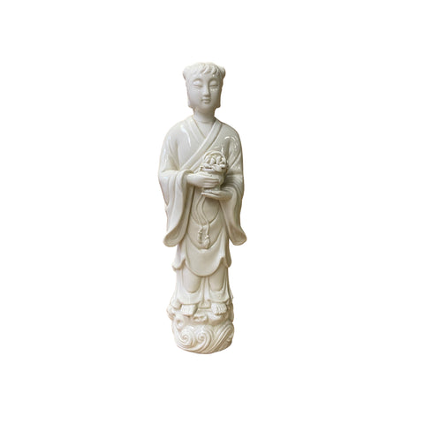 Off-white Porcelain He Xiangu Immortals Figure