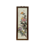 chinese porcelain wall art - asian flower bird wood frame wall panel 