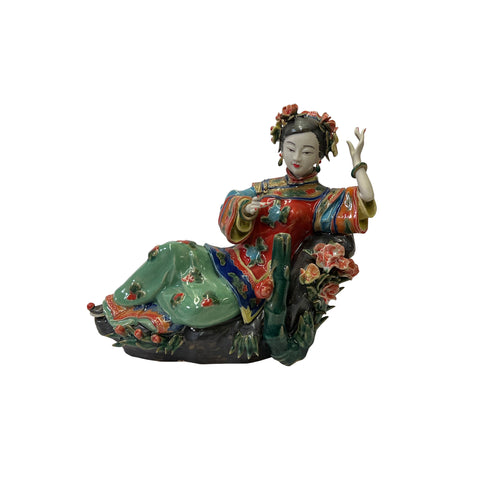 oriental porcelain lady figure - delicate qing dressing lady figure