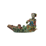 chinese qing dressing porcelain lady figure - oriental lady on boat porcelain figure