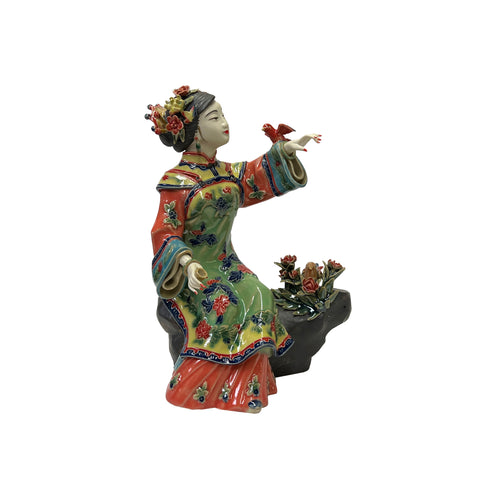 oriental qing dressing porcelain lady figure - asian porcelain art figure