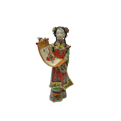 Qing dressing porcelain lady figure - oriental porcelain dressing lady figure