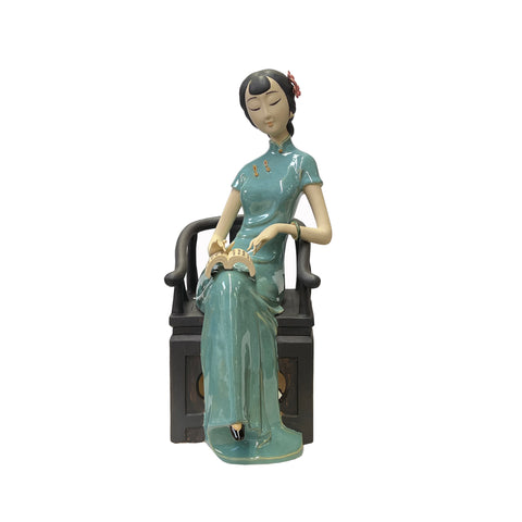 oriental qipao lady figure - asian decorative figure