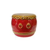 chinese ceramic red drum shape display art - ceramic drum figure display