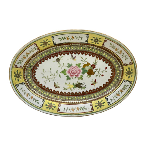 Chinese flower butterflies oval plate