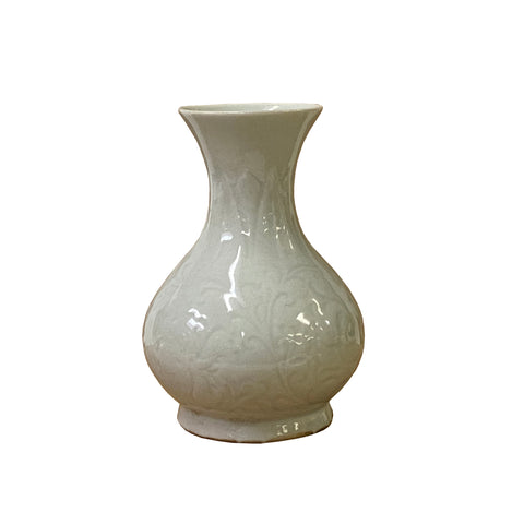 off white celadon ceramic vase - small floral underlay white vase