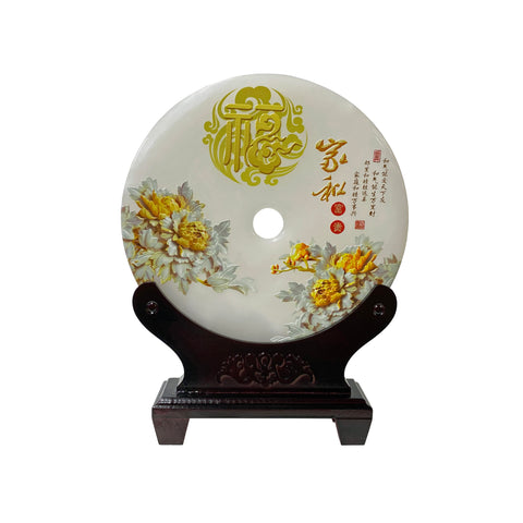 harmony round stone display - Fengshui stone plaque art