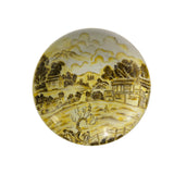 Yellow White Village Tree Graphic Porcelain Decor Plate 