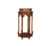 Chinese Huali Rosewood Hexagon Pedestal Plant Stand Table cs1221S