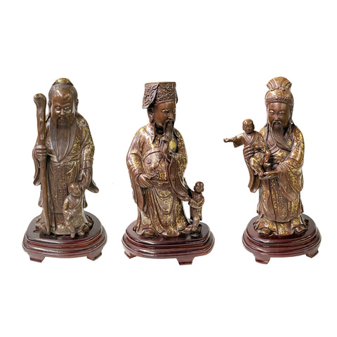 Fine Bronze Metal SanXing ( 3 Deities ) Fu Lu Shou Statue