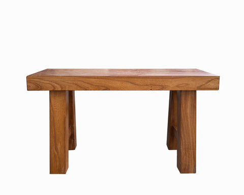 Raw Medium Brown Simple Straight Legs Bold Think Wood Seating Bench cs7726S