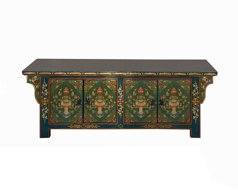 acs7744-tibetan-style-green-colorful-jewel-treasure-graphic-low-console-cabinet