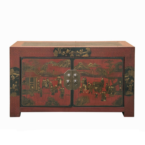 acs7759-vintage-chinese-brick-red-people-graphic-low-credenza-cabinet